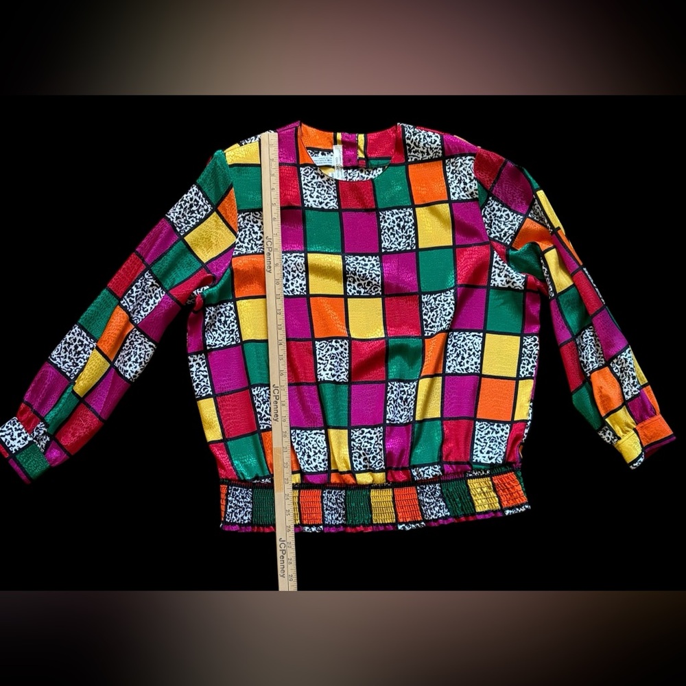 90βs Colorblock Checker Blouse - Multicolor - Picture 4 of 13
